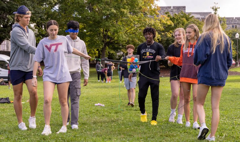 Students from Foundations of Business at a September team-building event on the Drillfield. Photo by Andy Santos for Virginia Tech.